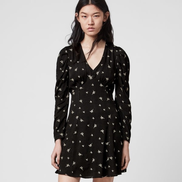 All Saints Embroidered Floral Long Dress - Picture 4 of 5